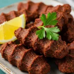 vegetarian çiğ köfte in lettuce wraps with lemon