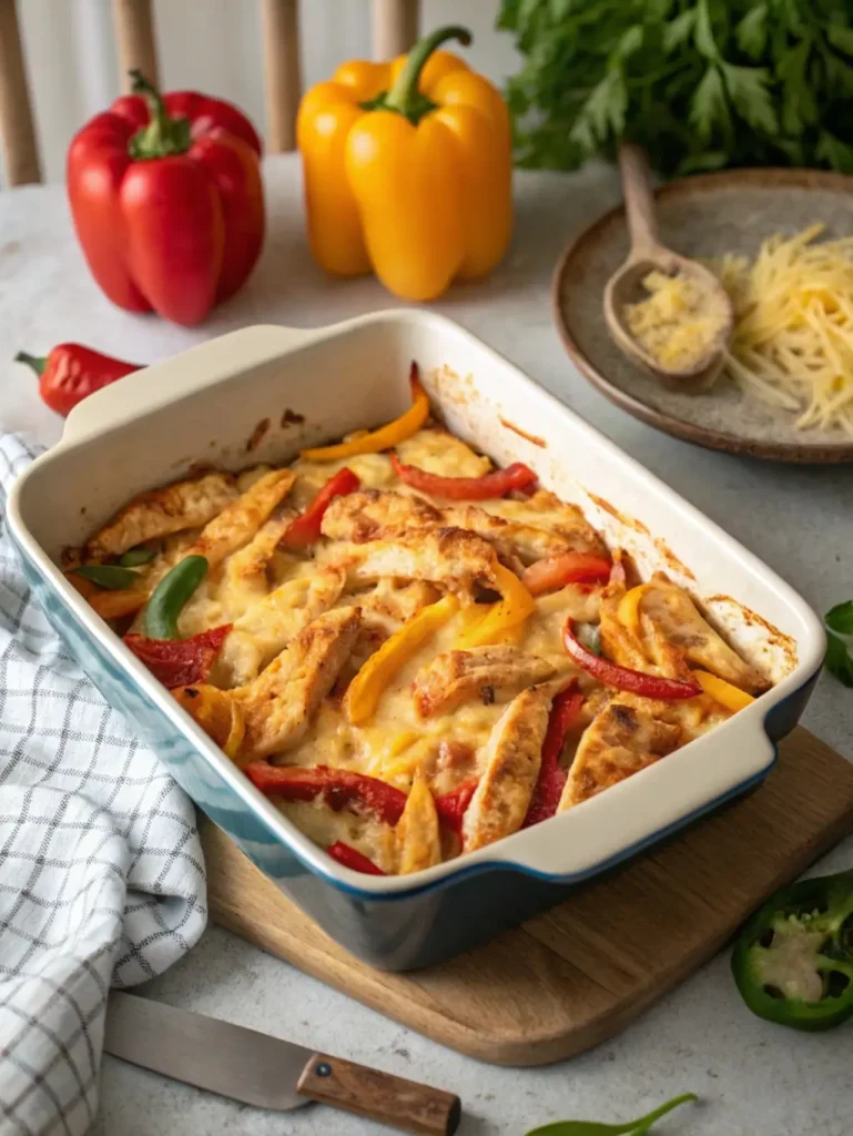 Cheesy chicken fajitas