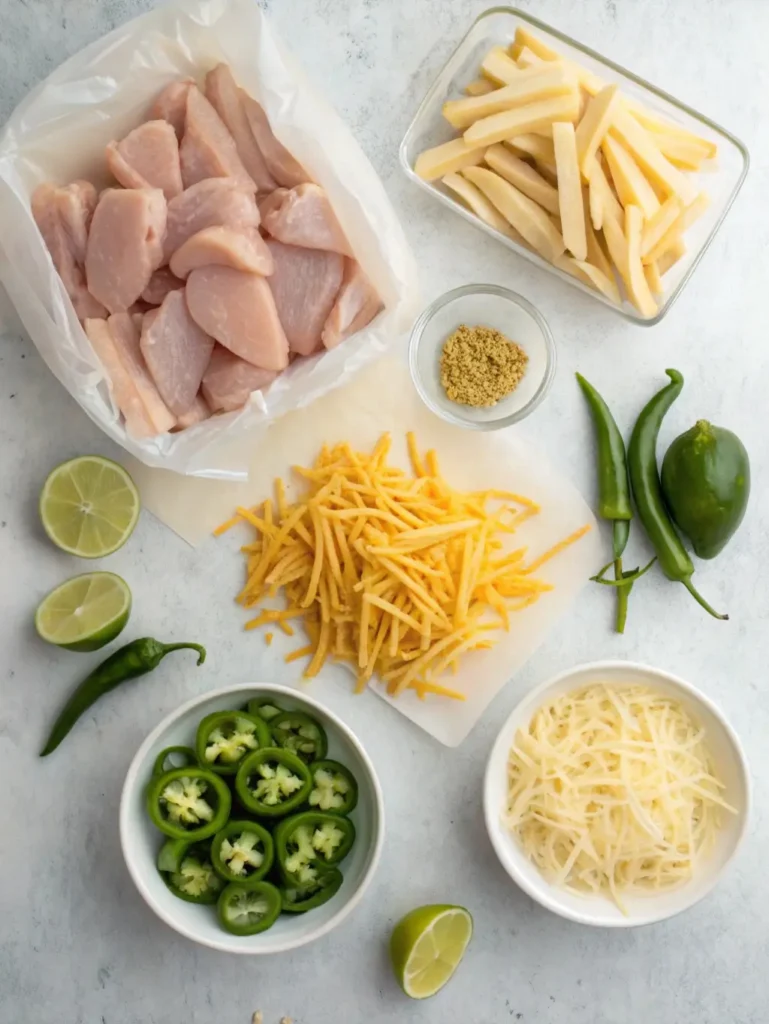 Ingredients for Mexican chicken cheese fries