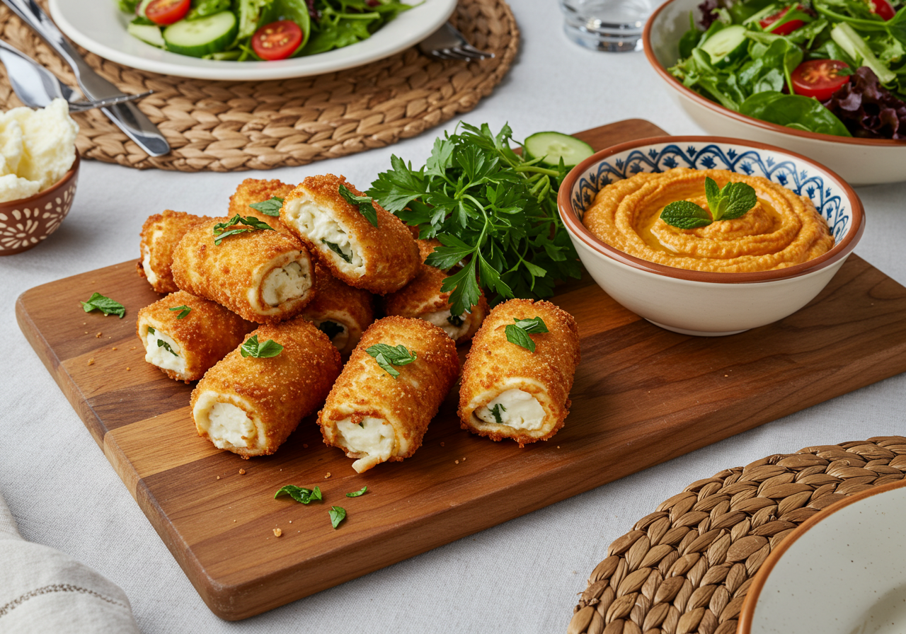 How to Make Oven Fried Feta Rolls with Chili Honey